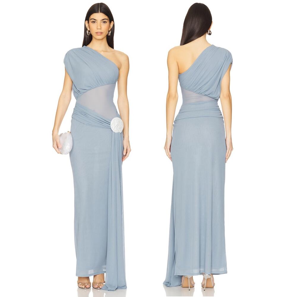 Lovers and Friends Lea Gown Maxi One Shoulder Draped Formal Elegant Party Prom S